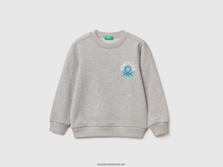 børn sweatshirt i 100% økologisk bomuld Benetton 44X8HF2271 lysegrå