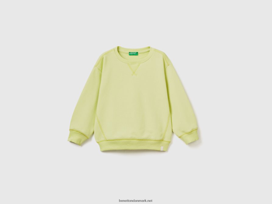 børn sweatshirt med rund hals i genbrugsstof Benetton 44X8HF2267 neon gul