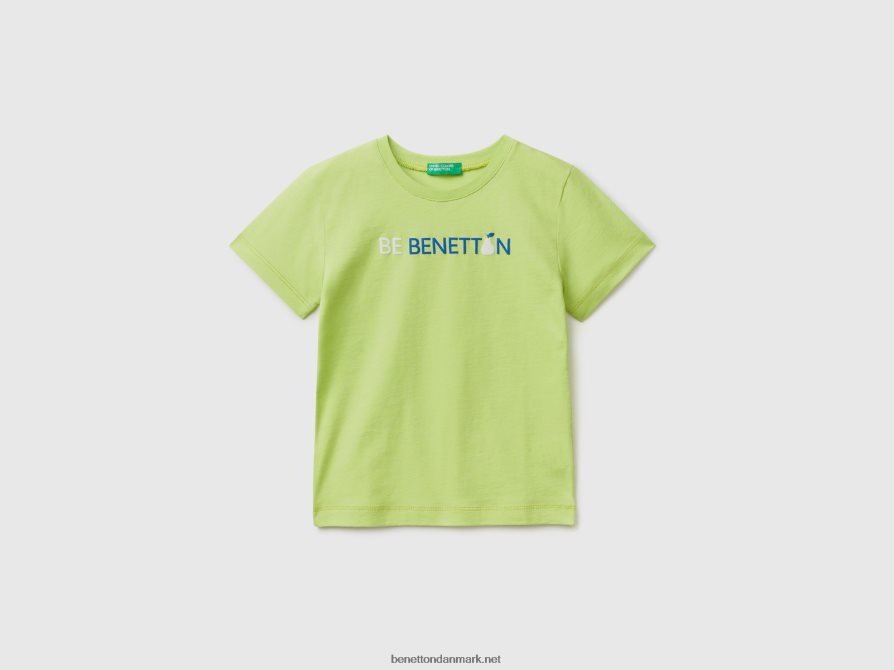 børn T-shirt i 100% økologisk bomuld med logo Benetton 44X8HF5053 neongrøn