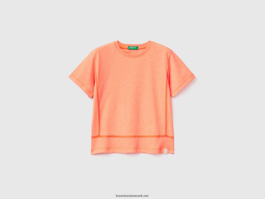 børn t-shirt i genbrugsstof Benetton 44X8HF2150 neon orange