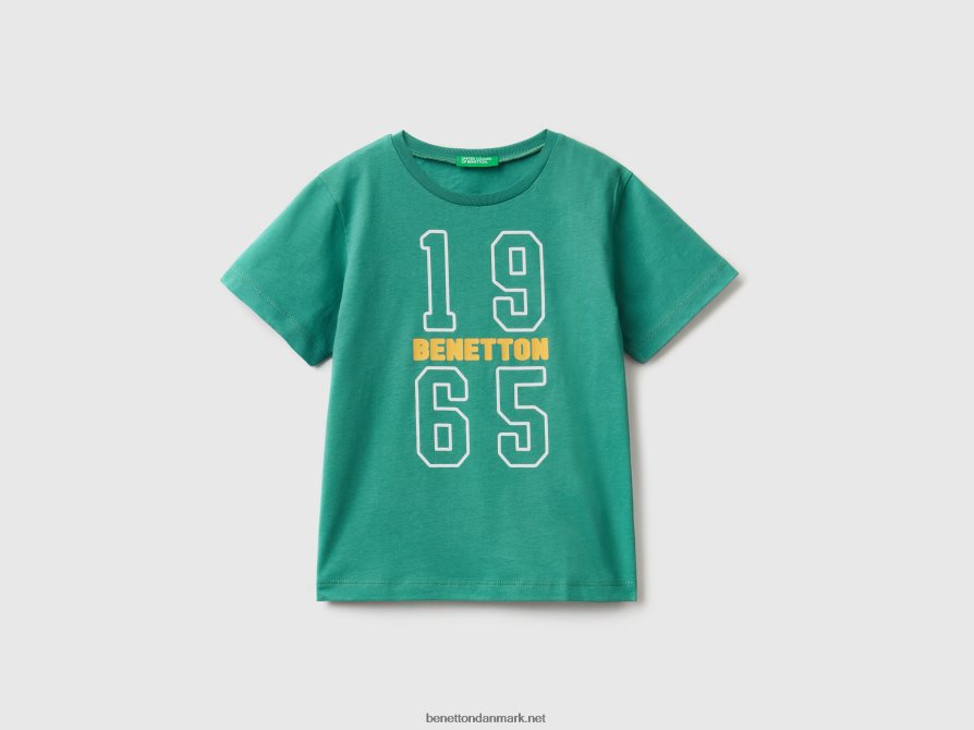 børn t-shirt med print i 100% økologisk bomuld Benetton 44X8HF5048 mørkegrøn