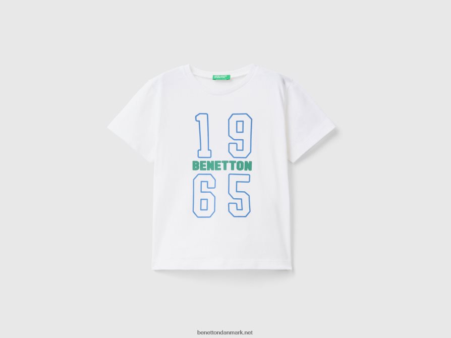 børn t-shirt med print i 100% økologisk bomuld Benetton 44X8HF5054 hvid