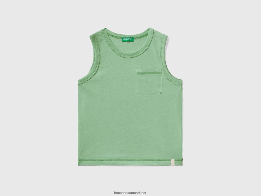 børn tanktop i genbrugsstof med lomme Benetton 44X8HF5066 lysegrøn