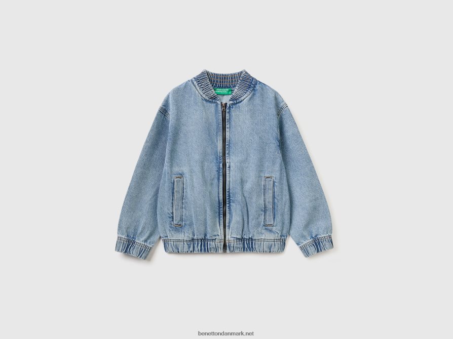 børn letvægts denim bomber Benetton 44X8HF1631 Himmelblå