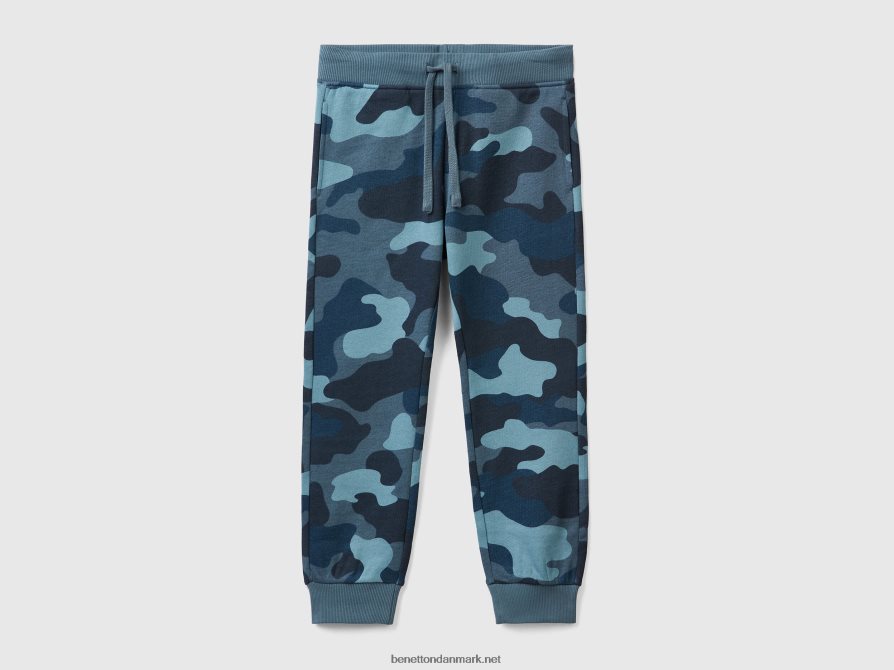 børn camouflage joggere Benetton 44X8HF1926 lyseblå