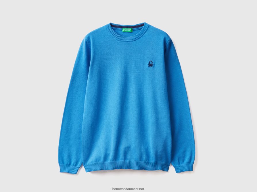 børn sweater i ren bomuld med logo Benetton 44X8HF6049 lyseblå