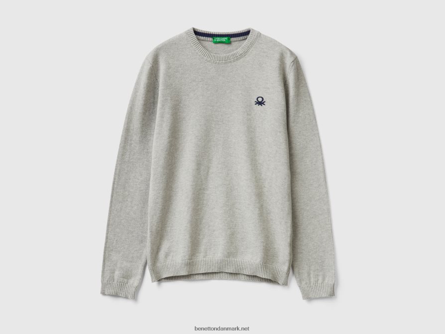 børn sweater i ren bomuld med logo Benetton 44X8HF6057 lysegrå