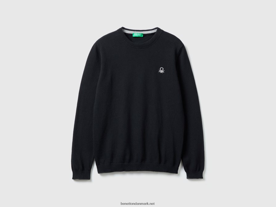 børn sweater i ren bomuld med logo Benetton 44X8HF6061 sort