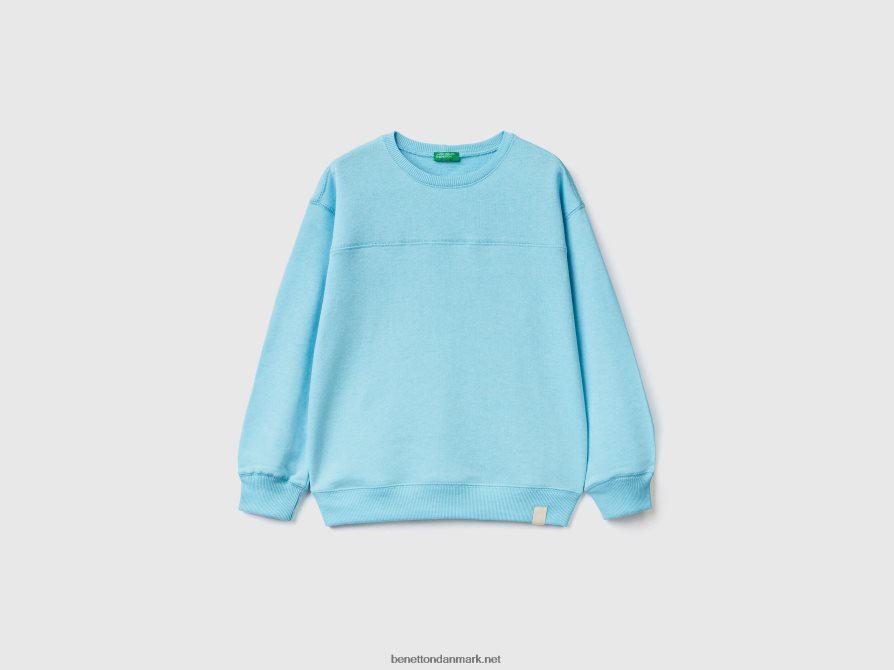 børn pullover sweatshirt i genbrugsstof Benetton 44X8HF1816 neon himmelblå