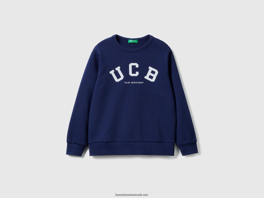 børn sweatshirt med logo print Benetton 44X8HF4883 mørkeblå