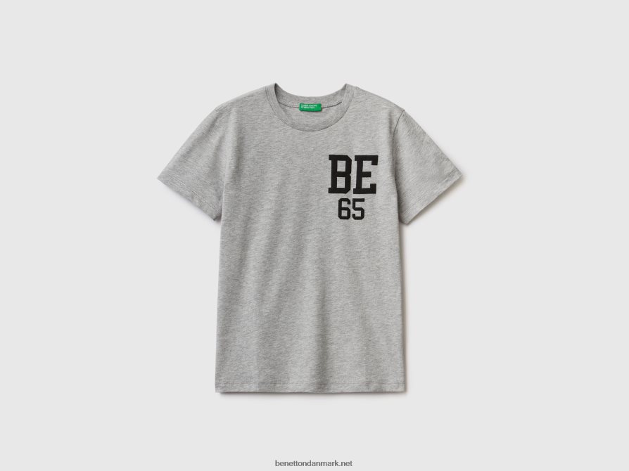 børn T-shirt i 100% økologisk bomuld med logo Benetton 44X8HF1762 lysegrå