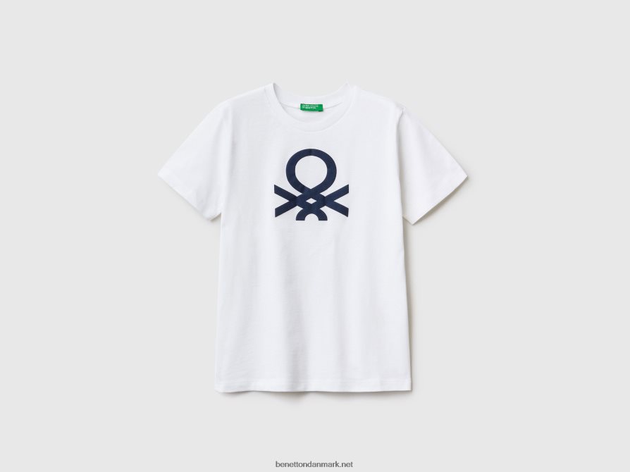 børn T-shirt i 100% økologisk bomuld med logo Benetton 44X8HF1763 hvid