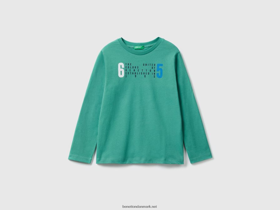 børn langærmet t-shirt i økologisk bomuld Benetton 44X8HF1668 mørkegrøn