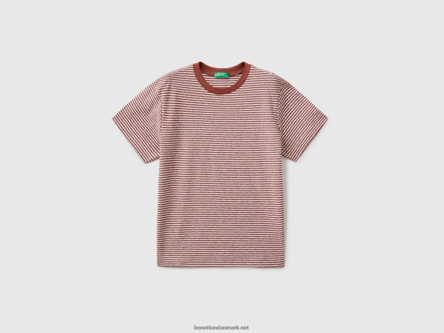 børn stribet t-shirt i hørblanding Benetton 44X8HF1708 rød