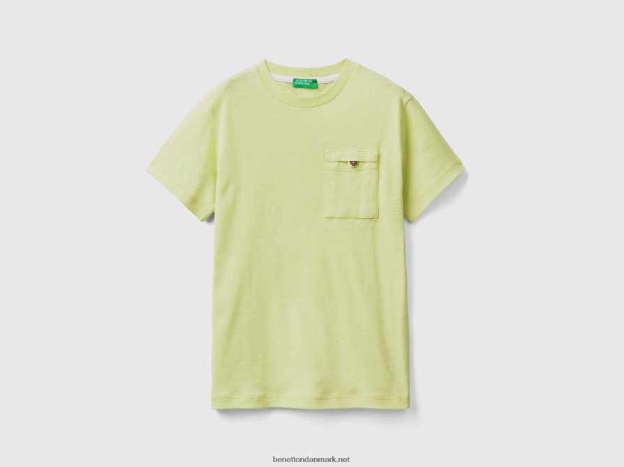 børn t-shirt i hørblanding med lomme Benetton 44X8HF4797 Citron