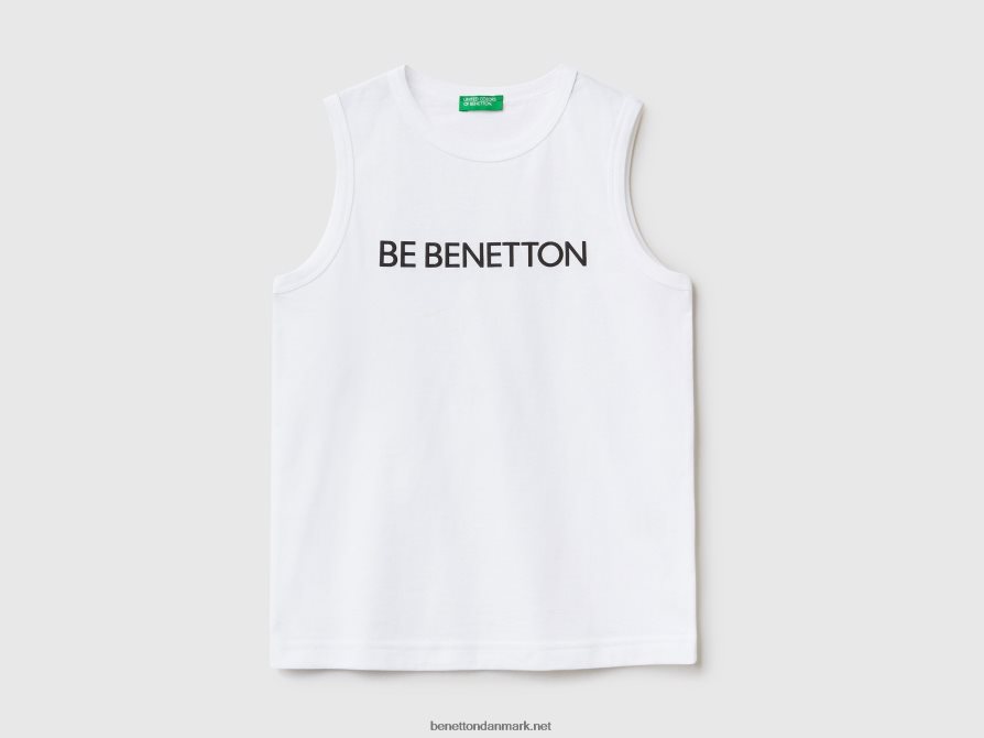 børn tanktop i 100% økologisk bomuld med logo Benetton 44X8HF1666 hvid