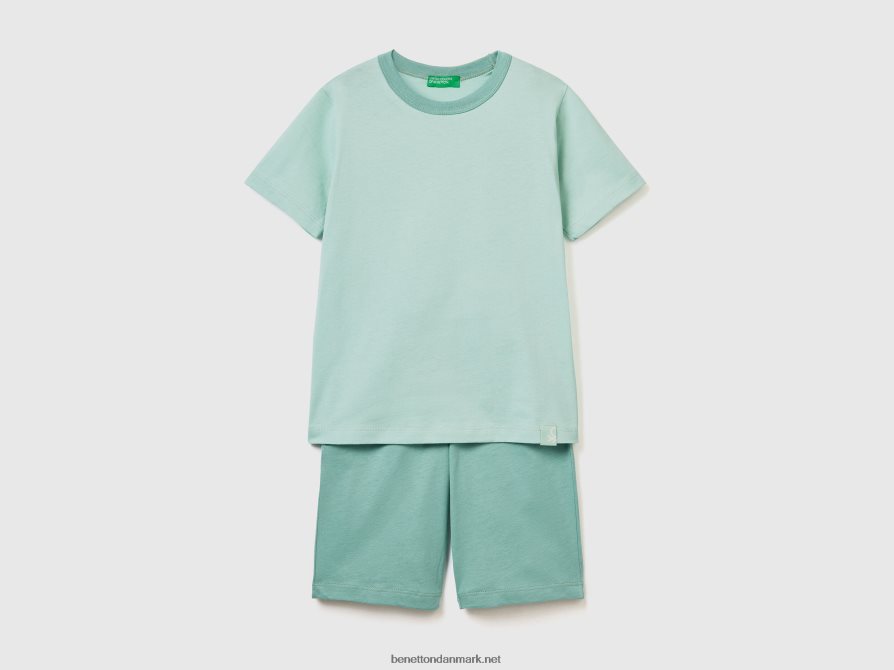 børn kort pyjamas i let bomuld Benetton 44X8HF2029 aqua