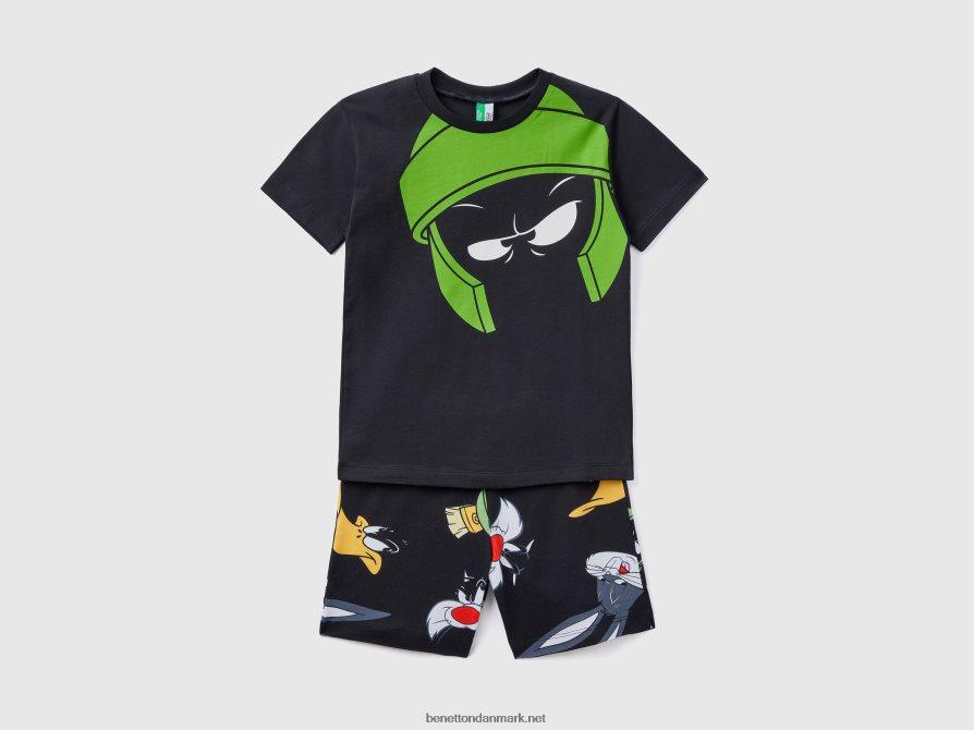 børn korte looney tunes pyjamas Benetton 44X8HF2035 sort