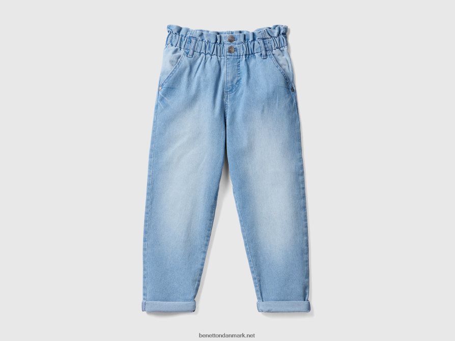 børn baggy fit jeans med rynket talje Benetton 44X8HF2646 lyseblå