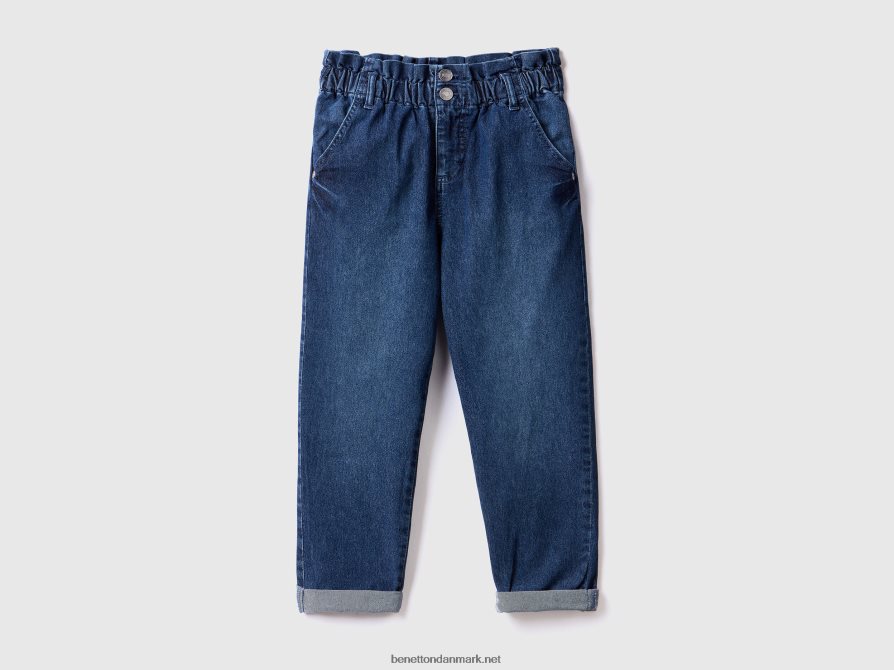 børn baggy fit jeans med rynket talje Benetton 44X8HF5487 blå