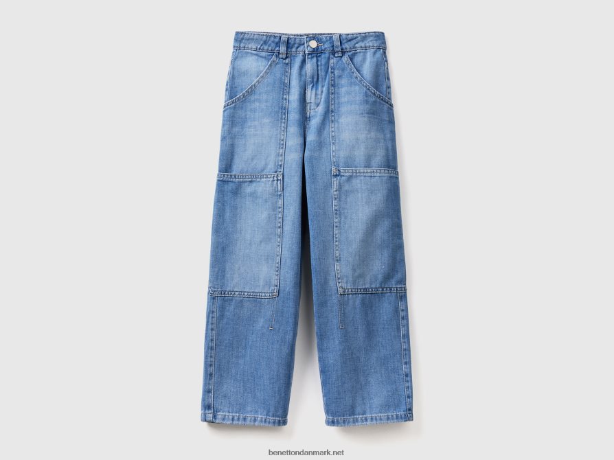 børn cargo jeans med brede ben Benetton 44X8HF2717 lyseblå