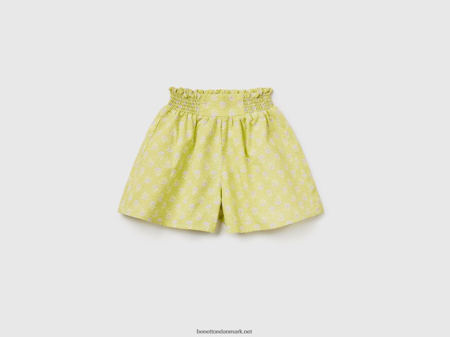 børn mønstrede shorts i hørblanding Benetton 44X8HF5445 Citron