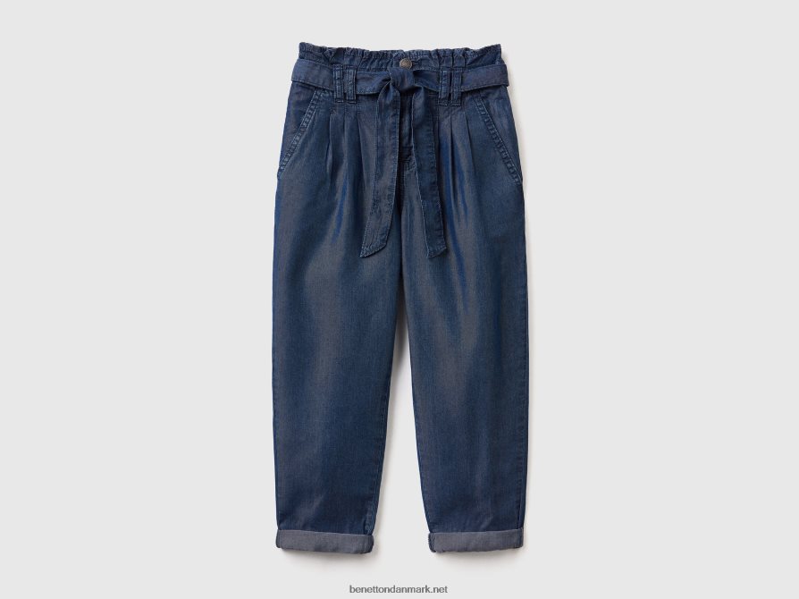 børn paperbag jeans med skærf Benetton 44X8HF2639 blå