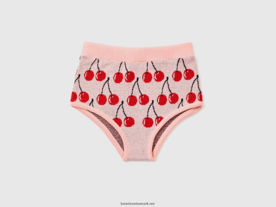 børn pink culotte med kirsebærmønster Benetton 44X8HF2634 lyserød