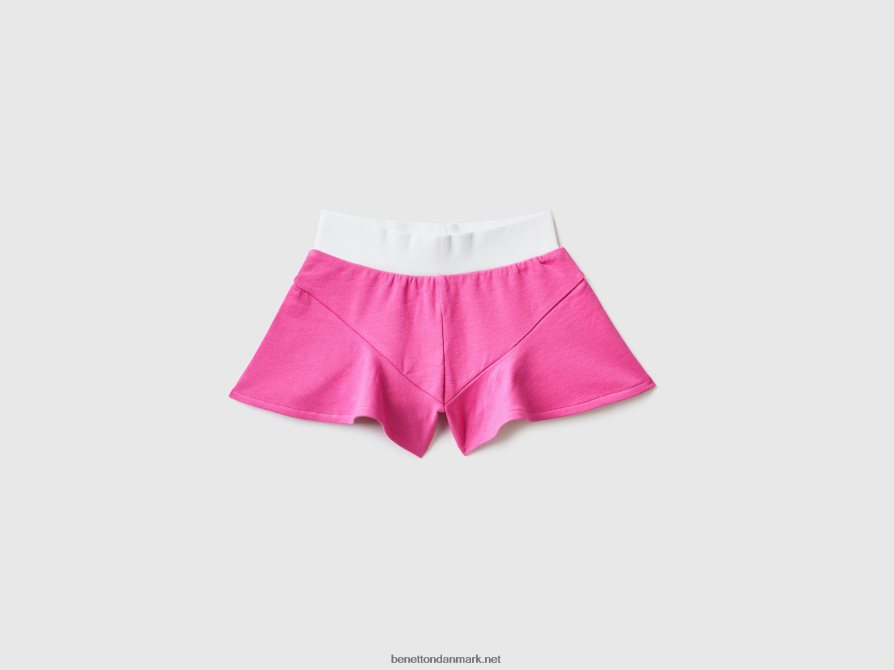 børn shorts med brede ben i strækbomuld Benetton 44X8HF2631 fuchsia