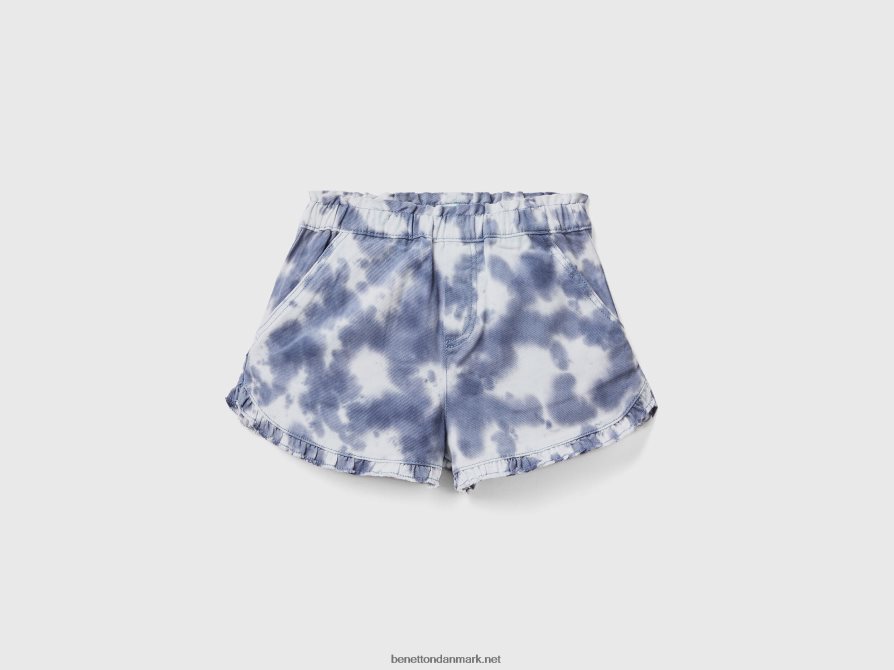 børn tie-dye shorts med flæser Benetton 44X8HF2630 luftvåben blå