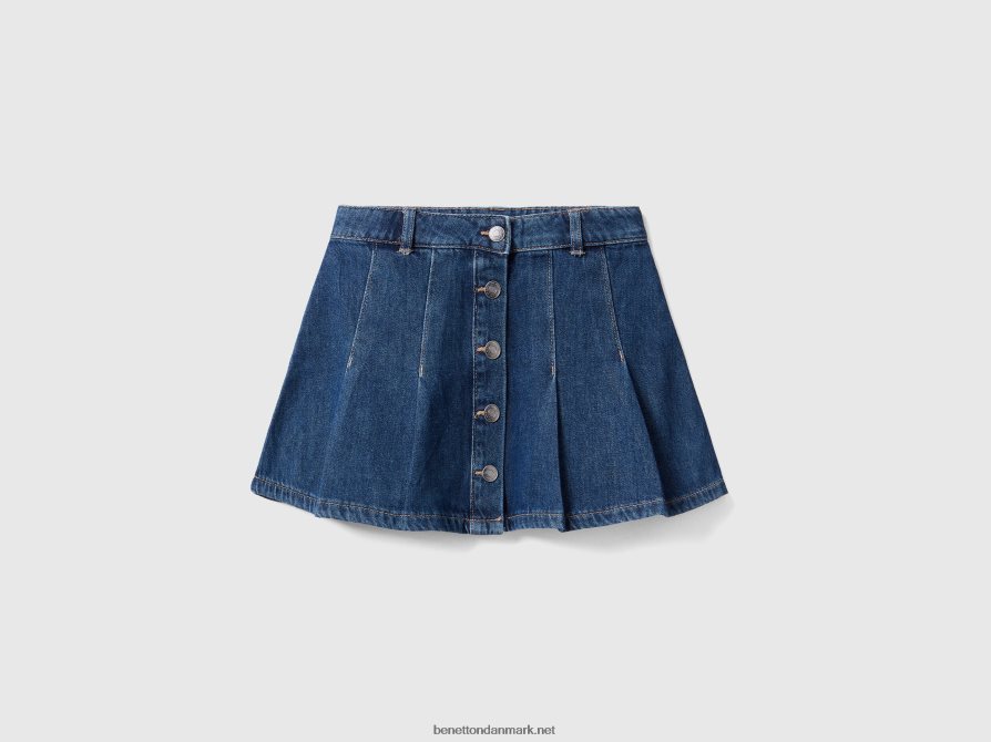 børn denim mini nederdel med læg Benetton 44X8HF2727 blå