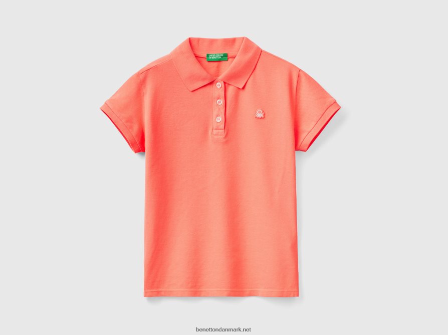 børn kortærmet polo i økologisk bomuld Benetton 44X8HF2484 orange koral