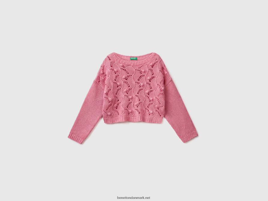 børn beskåret sweater Benetton 44X8HF3425 lyserød