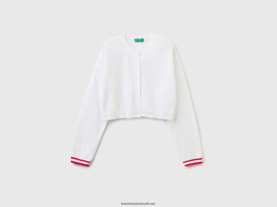 børn cropped cardigan i bouclã©-garn Benetton 44X8HF6080 hvid