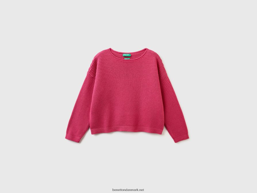 børn sweater i genbrugsbomuldsblanding Benetton 44X8HF6078 fuchsia