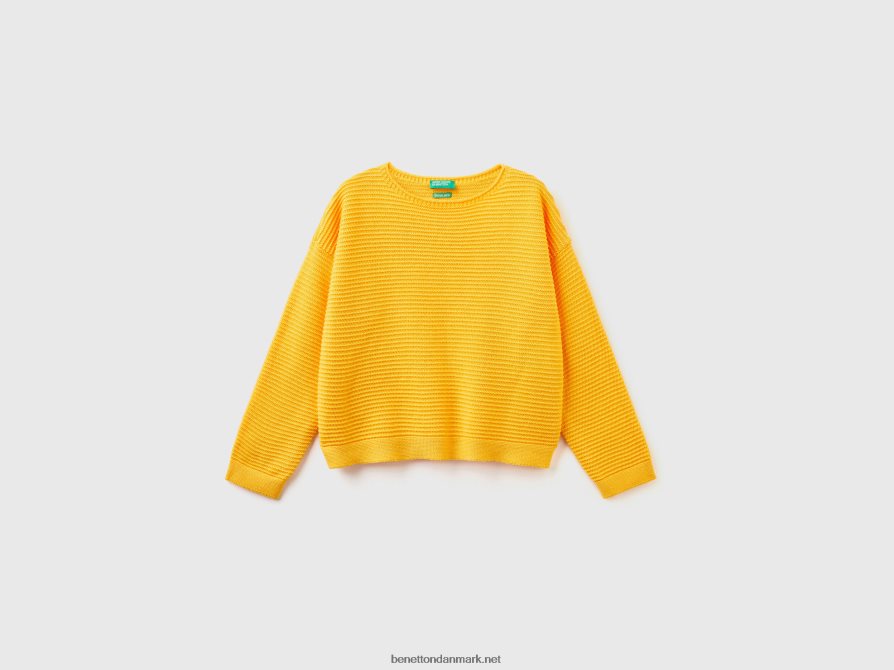 børn sweater i genbrugsbomuldsblanding Benetton 44X8HF6085 gul