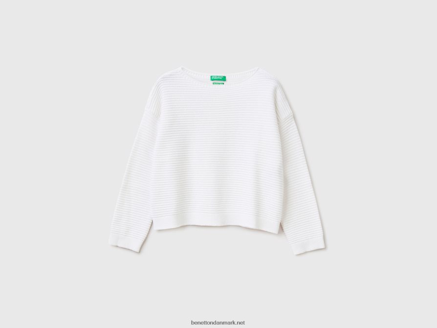 børn sweater i genbrugsbomuldsblanding Benetton 44X8HF6094 hvid