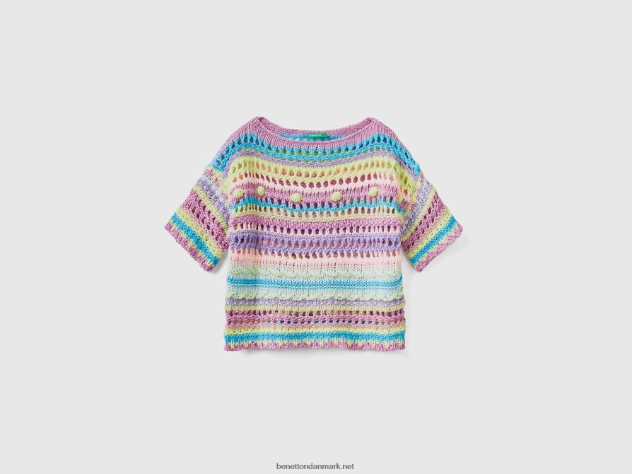 børn sweater med hæklet strik Benetton 44X8HF6089 lilla