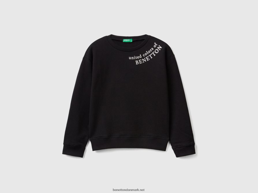 børn Sweatshirt i 100% bomuld med logo Benetton 44X8HF2515 sort