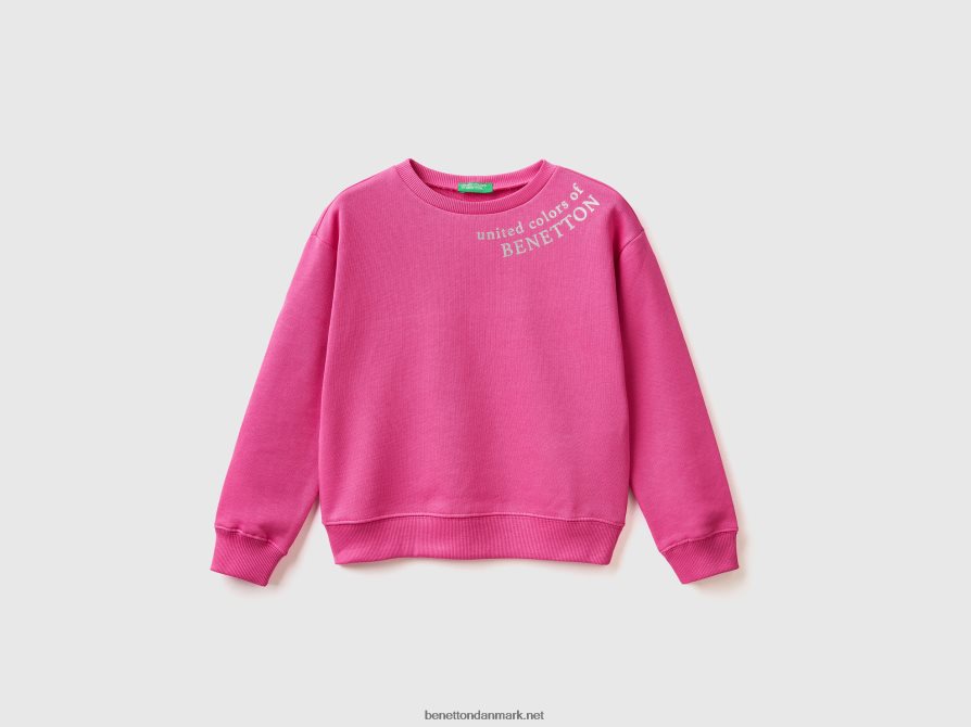 børn Sweatshirt i 100% bomuld med logo Benetton 44X8HF2516 fuchsia