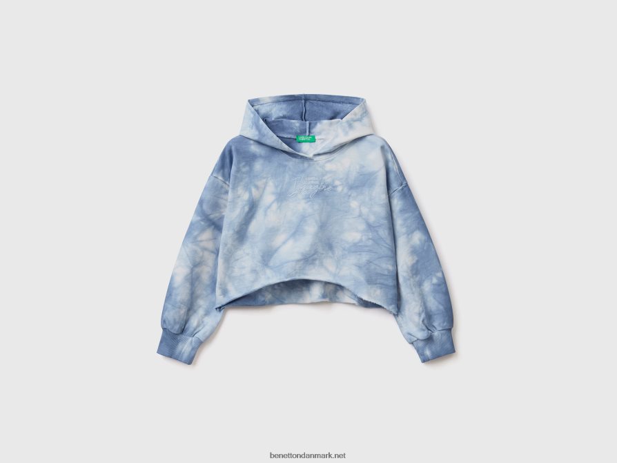 børn cropped tie-dye hættetrøje Benetton 44X8HF5354 luftvåben blå