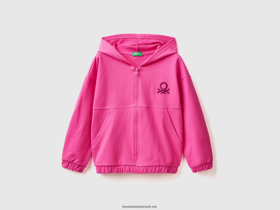 børn hættetrøje med lynlås og broderet logo Benetton 44X8HF2543 fuchsia