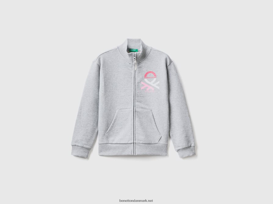 børn sweatshirt med lynlås og krave Benetton 44X8HF5328 lysegrå