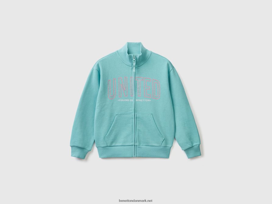 børn sweatshirt med lynlås og krave Benetton 44X8HF5355 aqua