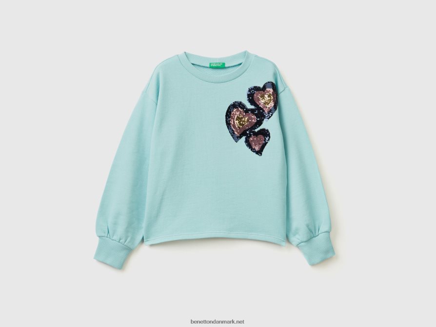 børn sweatshirt med vendbare pailletter Benetton 44X8HF5356 aqua