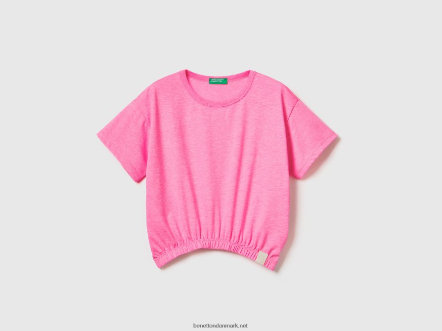 børn boxy fit t-shirt i genbrugsstof Benetton 44X8HF2455 neon pink