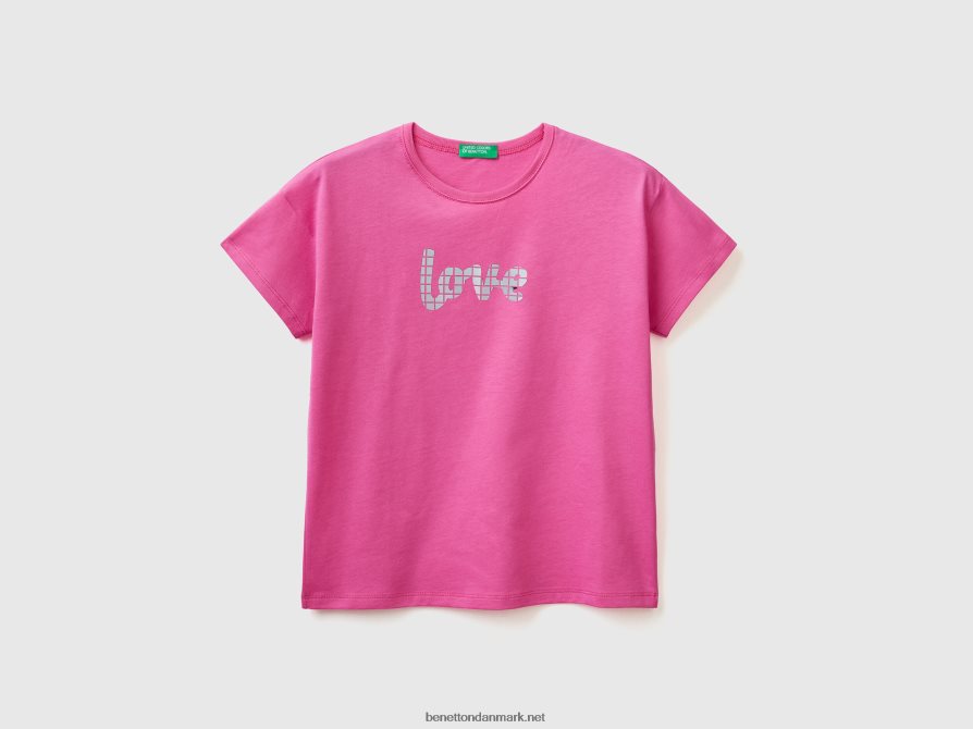 børn boxy fit t-shirt med applikation Benetton 44X8HF5218 fuchsia