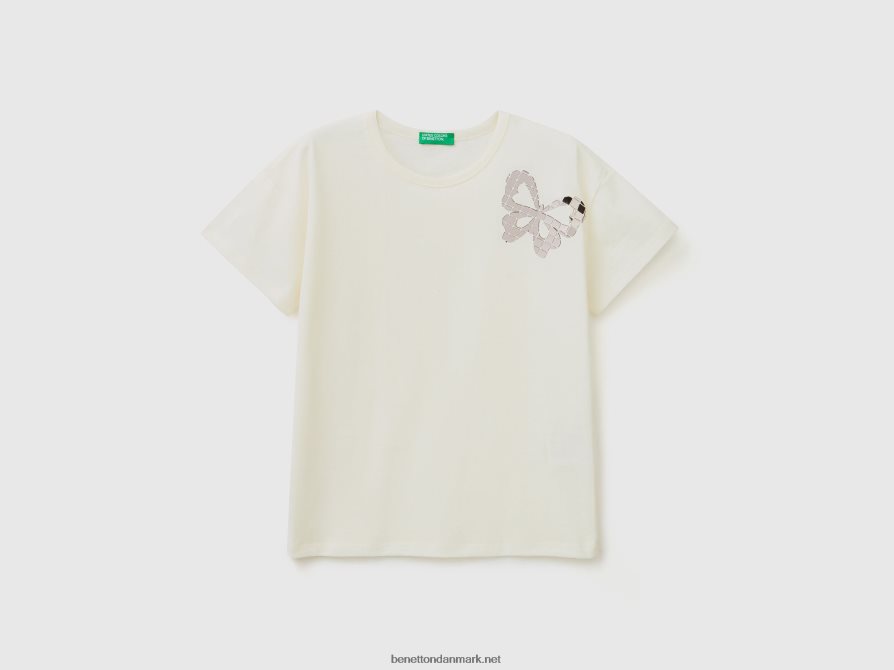 børn boxy fit t-shirt med applikation Benetton 44X8HF5254 cremet hvid