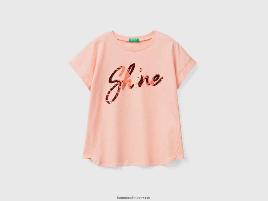 børn t-shirt med vendbare pailletter Benetton 44X8HF5220 blød pink