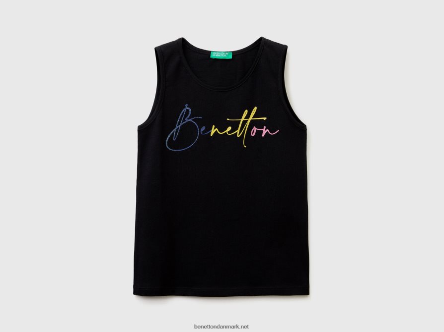 børn tanktop med glitrende logoprint Benetton 44X8HF5240 sort